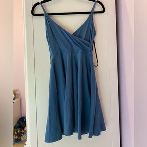 Blue wrap dress with strappy back, forever 21, size small, good condition